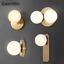 Modern Gold Wall Lamps Led Mirror Light Glass Ball Wall Sconce for Bedroom Bathroom Bedside Home Loft Decor Luminaire Fixtures 2024 - buy cheap