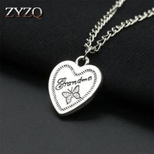 ZYZQ New Trendy Letter Grandma Engraved Gift Necklace With CFute Butterfly Pattern Design Heart Pendant Accessories Necklace 2024 - buy cheap