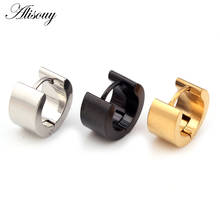 Alisouy 316L Stainless Steel Ear Hoop Earrings Fashion Women Men's 7mm Wide Punk Style Small Earrings Jewelry 2024 - buy cheap