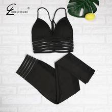 Woman Fitness Two Piece Outfit Mesh Patchwork Leggings Sporty Bra Tracksuit Workout Sporty Suit 2024 - buy cheap