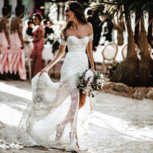 Strapless sereia vestido de casamento laço boêmio vestido de casamento querida tribunal trem simples vestidos de noiva elegante praia boho vestido 2024 - compre barato