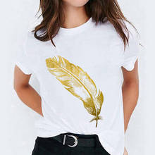 Feather Graphic Printed  Ladies T-shirt Harajuku  Print T Shirt  Women Tshirt New Style Summer Female  Tee Tops 2024 - buy cheap