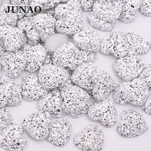 JUNAO-pegatinas de diamantes de imitación de corazón para manualidades, apliques de cristal, piedra de resina plana, sin fijación térmica, 12mm, 100 Uds. 2024 - compra barato