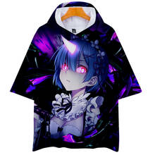 Re Zero kara Hajimeru Isekai Seikatsu Hooded T-shirt Anime Emilia Rem Cosplay T Shirt Cartoon Tops Tee Lovely Cute Gift Tshirt 2024 - buy cheap