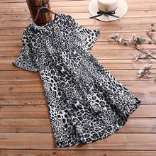 Asymmetrical Shirt Vestidos Women's Leopard Print Blouse ZANZEA 2020 Woman Tunic V Neck Short Sleeve Top Female Blusa Plus Size 2024 - buy cheap