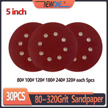 30pcs 125mm Round sandpaper Disk Sand Sheets with 8 Holes Grit 80/100/120/180/240/320 Hook Loop Sanding Disc for Sander Grits 2024 - buy cheap
