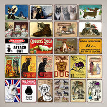 Cartel de estaño para mascotas, cartel de Metal con señal de advertencia para perros y gatos, placa de lata Vintage Pin Up, cartel de pared para casa, tienda de mascotas y parque 2024 - compra barato