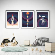 Солнечный Системы Wall Art плакаты "Земля" и принты космический корабль ракета украшения картина постер на космическую тематику для Спальня детская домашний декор 2024 - купить недорого