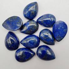 Abalorio de piedra lapislázuli en forma de lágrima para fabricación de joyas, 18x13MM, 10 unids/lote, H121 2024 - compra barato