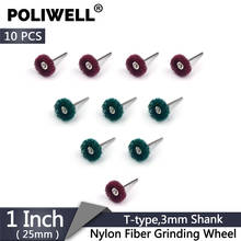 Poliwell-escova de limpeza com disco de fibra de nylon, 10 peças, esfregão de 25mm, haste de 3mm, disco de limpeza para ferramentas rotativas 2024 - compre barato