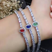 shiny green emerald/bule sapphire/reb ruby gemstone bracelet women silver bracelet fine jewelry natural gem 925 sterling silver 2024 - buy cheap