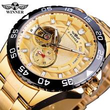 Winner Golden Stainless Steel 2020 Design Half Skeleton Open Work Men Business Mechnaical Automatic Wrist Watch Top Brand Luxury 2024 - buy cheap