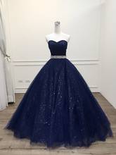 Vestido De Noiva Luxury Navy blue Bling Bling Princess Ball Gown evening Dress Plus Size Custom Made Robe De Mariage 2024 - buy cheap