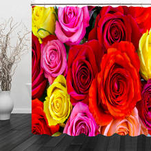 Sexy Red and Yellow Rose Flower Shower Curtains Valentine's Day Wedding Room Bathroom Cloth Curtain Waterproof Bath Accessories 2024 - buy cheap