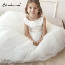 Gardenwed A-line Ivory Flower Girl Dresses Child Satin V-Backless Prom Dress Kids Bow Sashes Ball Gown,Celebrity Dress 2024 - buy cheap