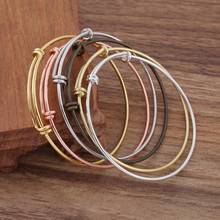 50pcs 2mm wires 60mm Women's Antique Bronze Gold Silver Plated Adjustable Wire Wrapped Expandable Bangle Wrist Bracelet 2024 - buy cheap