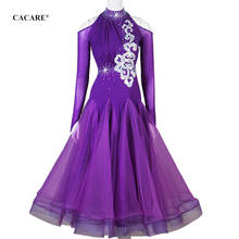 CACARE Luxury Ballroom Dance Competition Dresses Waltz Dress Standard Dance Dresses Latin Customize D0010 Mesh Sleeve Big Hem 2024 - buy cheap