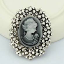 Elegant Style Vintage Victorian Design Cameo Beauty Head Crystal Rhinestone Brooches For Women Wedding  Pin Jewelry AF034 2024 - buy cheap