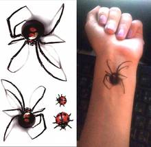 Pegatina de tatuaje temporal a prueba de agua 3D para hombre y mujer, tatuajes falsos de araña, mariquita, halloween 2024 - compra barato