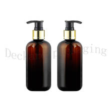 20X250ml brown plastic lotion bottles liquid soap gold collar pump container for personal care lotion,pump cosmetic container 2024 - buy cheap