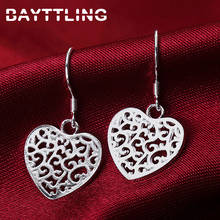 BAYTTLING Hot Sale Silver Color Exquisite Hollow Flower Heart Earrings For Women Fashion Romantic Wedding Jewelry Gifts 2024 - buy cheap