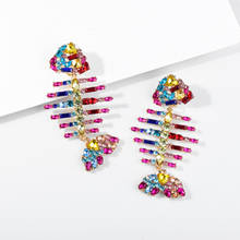 Colroful Crystal Za stud Earrings For Women Bridal Romantic Heart fish Statement Earrings Big Pendant Ornaments Jewelry gift 2024 - buy cheap
