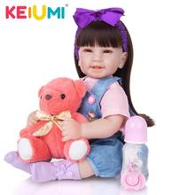 KEIUMI-Muñeca de bebé Reborn de silicona suave para niños, muñeco de bebé con cuerpo de tela de 22 pulgadas, muñecas con cara sonriente, regalos para compañeros de juego 2024 - compra barato