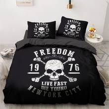 Simple Bedding Sets 3D Duvet Quilt Cover Set Comforter Bed Linens King Queen Full Double Skull Black Letter Home Texitle 2024 - buy cheap