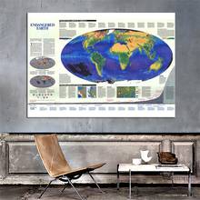 Mapa del mundo físico plegable, póster de mapa del mundo política, decoración de pared para el hogar, oficina, cultura y suministros de viaje, 225x150cm 2024 - compra barato