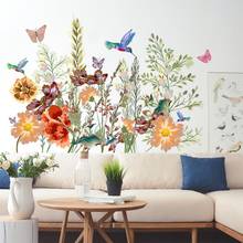 Butterflies Kingfisher Wall Stickers Flowers Living Room Bedroom Decor Sofa Bedside Backdrop Waist Line Decals for Furniture 2024 - buy cheap