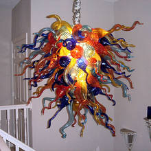 Free Shipping Contemporary Colored Murano Glass Chandelier Homemade LED E14 Lights Chandeliers Dining 2024 - buy cheap