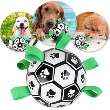 Bola de futebol para pets, brinquedo interativo para cães ao ar livre com cavidades fáceis, brinquedo único e divertido para água de cachorro 2024 - compre barato