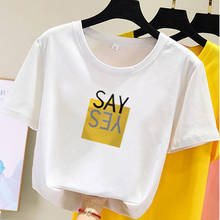 Camisetas informales Harajuku para mujer, Tops con letras estampadas, camiseta para mujer, camiseta de manga corta para mujer, ropa 2020 2024 - compra barato
