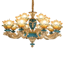 Lustre francês de liga de zinco, luminária pendente de iluminação para sala de estar, flor e vidro 2024 - compre barato