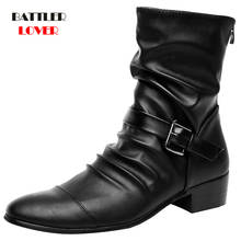 Italian Cowboy Punk Boots Men Casual Shoes Motorcycle Botas for Male High Quality Black Leather Winter Booties Hombre Masculinas 2024 - купить недорого