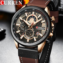 CURREN Fashion Man WristWatch Chronograph Calendar Sport Men Watch Military Top Brand Luxury Genuine Leather New Male Clock 8380 2024 - buy cheap