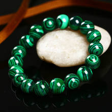 Pulseira redonda elástica de cristal de cor verde 6mm 8mm, pulseira de malachita budista, bracelete com contas, joia de cristal natural artesanal 2024 - compre barato