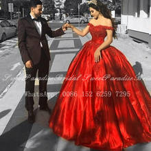 Красное платье Quinceanera с аппликацией из бисера, длинное платье с открытыми плечами и шлейфом для выпускного вечера, реальные фотографии, 2020 2024 - купить недорого