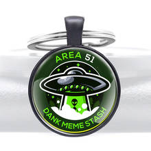 UFO Dank Meme Stash Area 51-llaveros de cristal para hombre y mujer, llaveros a la moda, regalos de joyería 2024 - compra barato