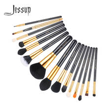 Jessup-Juego de brochas de maquillaje, 15 Uds., negro/doradas profesional, delineador de ojos en polvo, corrector labial, sombreador ocular T093 2024 - compra barato