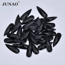 JUNAO 10*30 мм пришить черные капли Стразы Flatback аппликация из страз Швейные акриловые камни для одежды ремесла 2024 - купить недорого