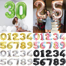 Большой размер, розовый, золотой, зеленый, серебряный воздушный шар с цифровыми цифрами для детей, украшение для дня рождения, детский воздушный шар 2024 - купить недорого