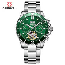 Carnival Tourbillon Automatic Mechanical Watch Men Watches Top Brand Luxury Waterproof Luminous Green Sport Clock Relogio 2020 2024 - buy cheap