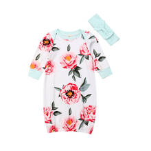Pudcoco Одежда для новорожденных с длинными рукавами ночная рубашка с цветочным узором халаты для маленьких мальчиков; пижама для девочек; комплект 2024 - купить недорого