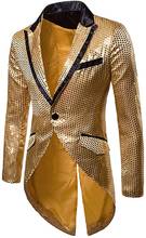 Костюм новейшего дизайна Homme, мужской фрак с блестками, костюм с ласточкиным хвостом, пиджак, вечерние платья для шоу, Terno Masculino, смокинг, пальто OnlyO 2024 - купить недорого