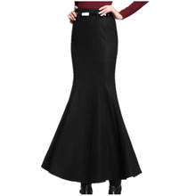 ankle length winter elegant Woolen Long Skirts Women high waist Slim package hip mermaid trumpet skirt 2024 - buy cheap