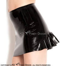 Black Sexy Mini Latex Skirts With Ruffles At Back Without Zipper Rubber Bottoms DQ-0025 2024 - buy cheap