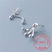 925 Sterling Silver Asymmetry Round Bead Stud Earrings For Women Wedding Gift Female pendientes mujer moda 2024 - buy cheap