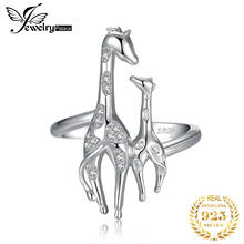 JewelryPalace Cubic Zirconia Mother Daughter Giraffe 925 Sterling Silver Adjustable Open Cuff Wrap Thumb Finger Rings for Women 2024 - buy cheap