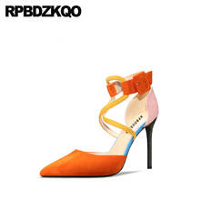 Sandalias de tacón medio para mujer, zapatos femeninos de ante extremo, de punta alta, de 3 pulgadas, color naranja, delgado y Sexy, talla grande 4 y 34, 2021, 10, 42 y 33 2024 - compra barato